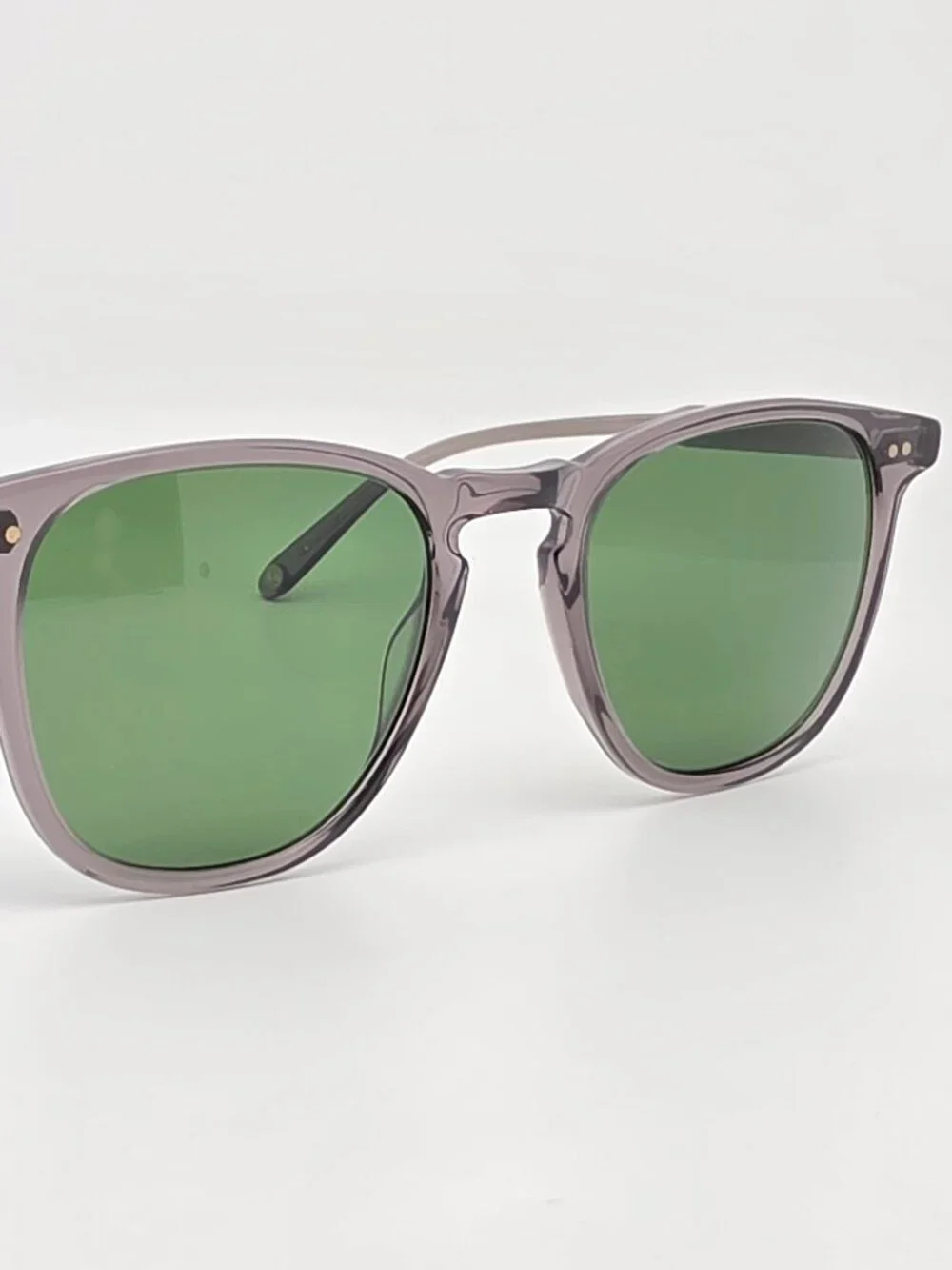 Garrett Leight Brooks Grey Frame Polarized Pure Green Lens Sunglasses w/ Case